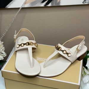 Michael Kors Charlton Leather Thong Sandal - Creme